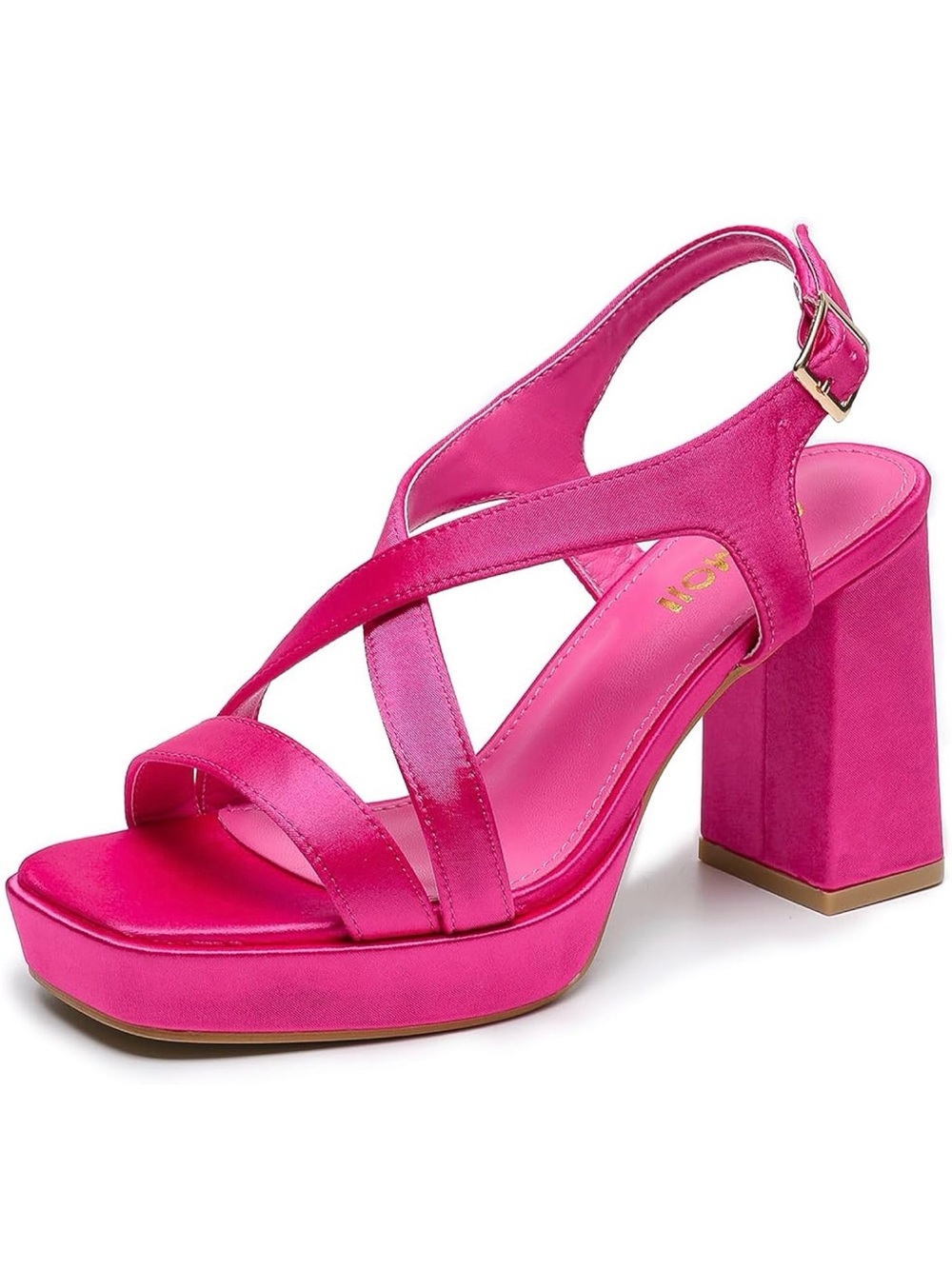 Zara Hot Pink Platform Block Heel Sandal